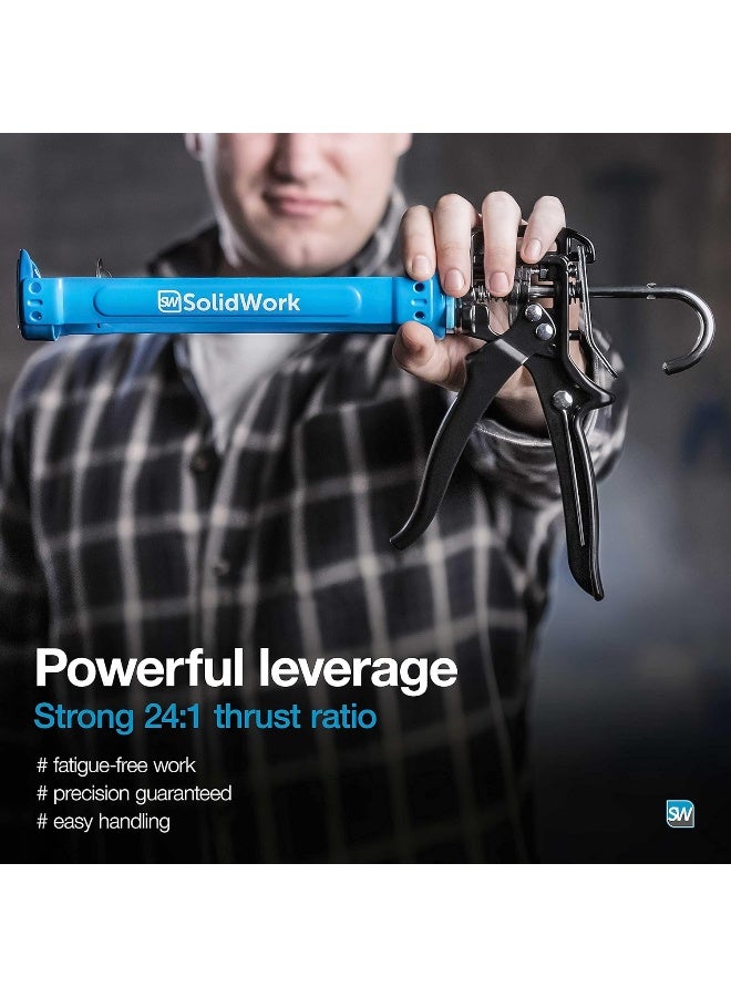Solidwork  Drip-Free Caulk Gun With Ergonomic Steel Handle, Up To 1/10 Gallon Cartridge, Adjustable 24:1 Or 12:2 Thrust Ratio  - Image 1