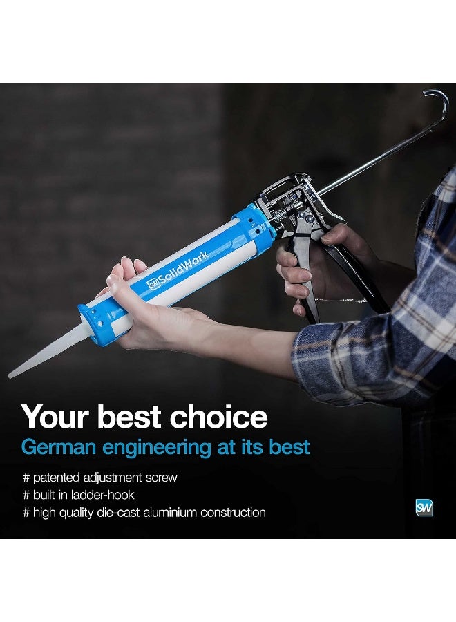 Solidwork  Drip-Free Caulk Gun With Ergonomic Steel Handle, Up To 1/10 Gallon Cartridge, Adjustable 24:1 Or 12:2 Thrust Ratio  - Image 5