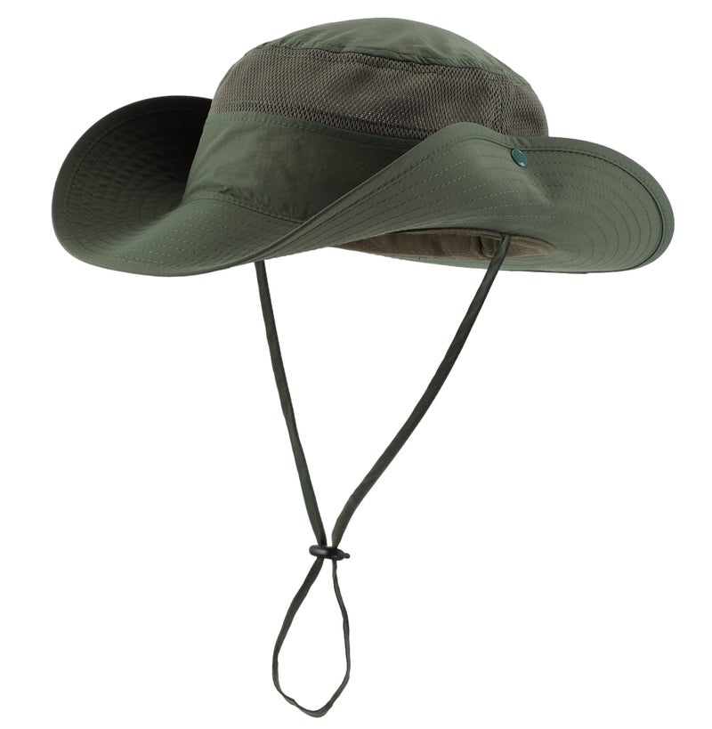 Connectyle Sun Hat for Men Women Wide Brim UV Sun Protection Safari Hat Outdoor Fishing Hiking Hats Light Army Green - Image 2