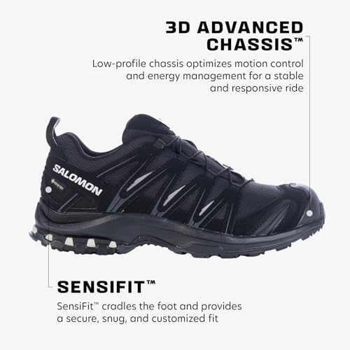 Salomon Women’s XA PRO 3D Gore-Tex Waterproof Trail Running Shoes - Black/Black/Mineral Grey - 8.5 - Image 3