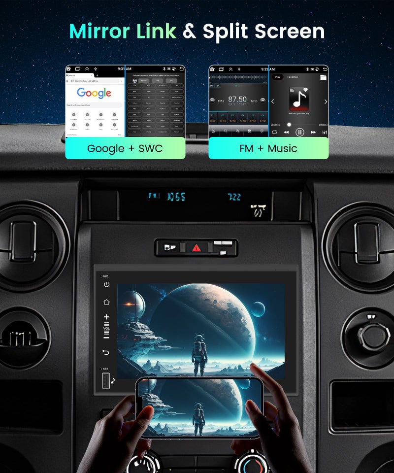 Podofo راديو بودوفو 2G 64G لسيارات فورد F150 F250 F350 فيوجن إيدج إكسبلورر إكسبيديشن، ستيريو 7 إنش 1080p IPS بشاشة تعمل باللمس F-150 مع كار بلاي اللاسلكي وأندرويد أوتو ونظام تحديد المواقع GPS وواي فاي وراديو FM/RDS وكاميرا خلفية - Image 5