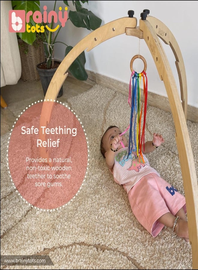 Brainytots Rainbow Ribbon Teether - Soft Neem Wood Kids Teething Toy with Vibrant Colors for Soothing Relief, BPA-Free and Safe for Infants (Pack of 2) - Image 5