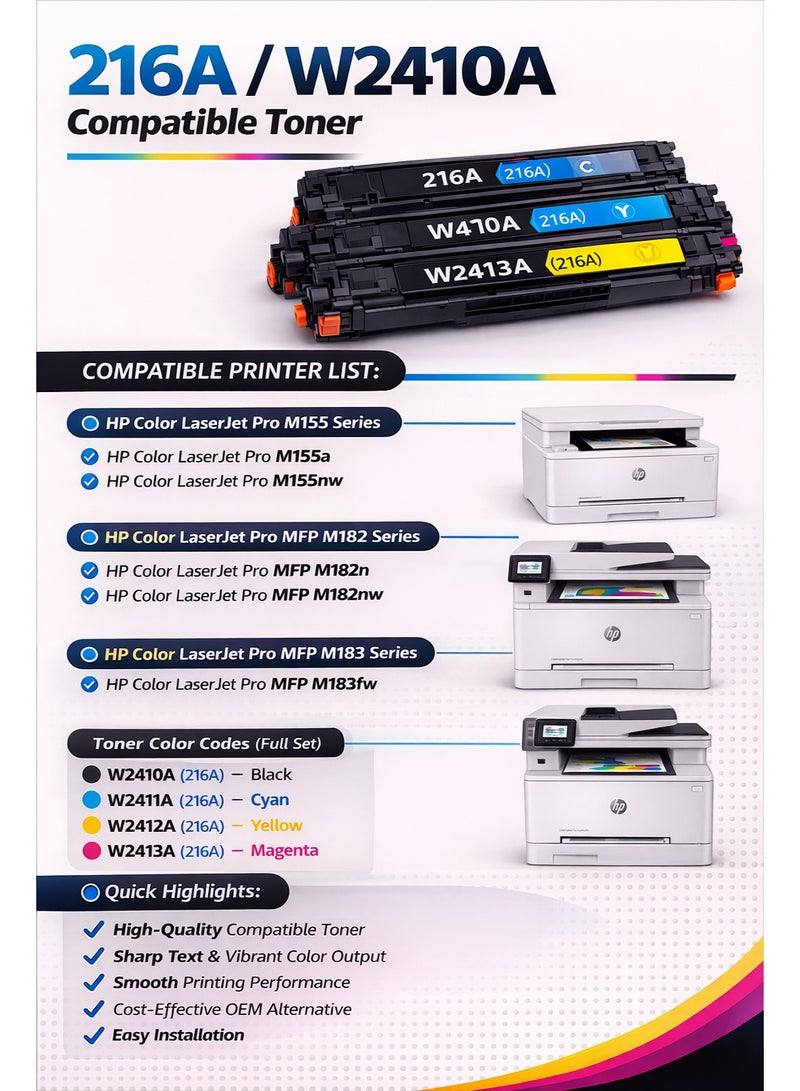 مالتي كلر خرطوشة حبر متوافقة HP 216A سماوي (W2411A) – حبر ليزر عالي الجودة - Image 3