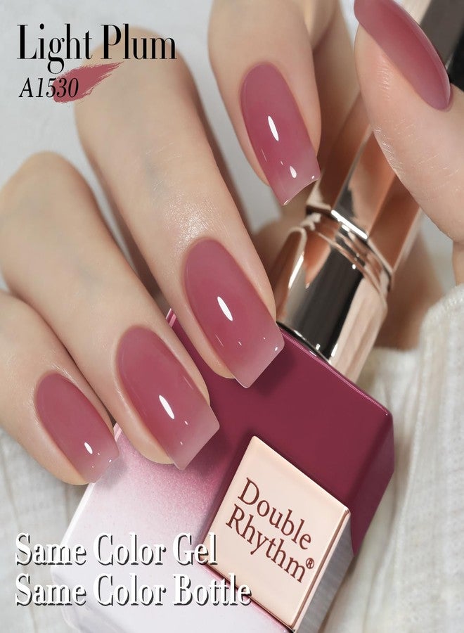 Double Rhythm 0.50 OZ Translucent Gel Polish Same Color Same Bottle Sheer Pastel Neutral Natural Milky 15 ML Jelly UV Nail Art DIY at Home (Light Plum-A1530) - Image 5
