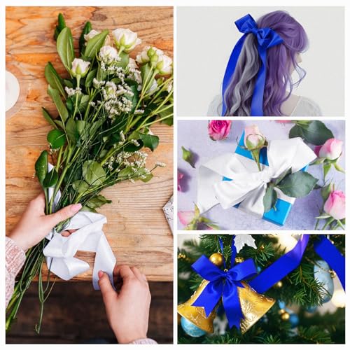 Flezoo 25 Yards White Satin Ribbon 1 1/2inch, Single Face Polyester Silk Fabric Hair String Ribbon for Craft, Flower Bouquets, Gift Wrapping, Wedding, Bow Making and Valentines Decoration - Image 5
