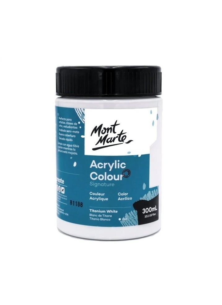 Mont Marte MONT MARTE Signature Acrylic Colour 300ml (10.1oz) - Titanium White  - Image 1