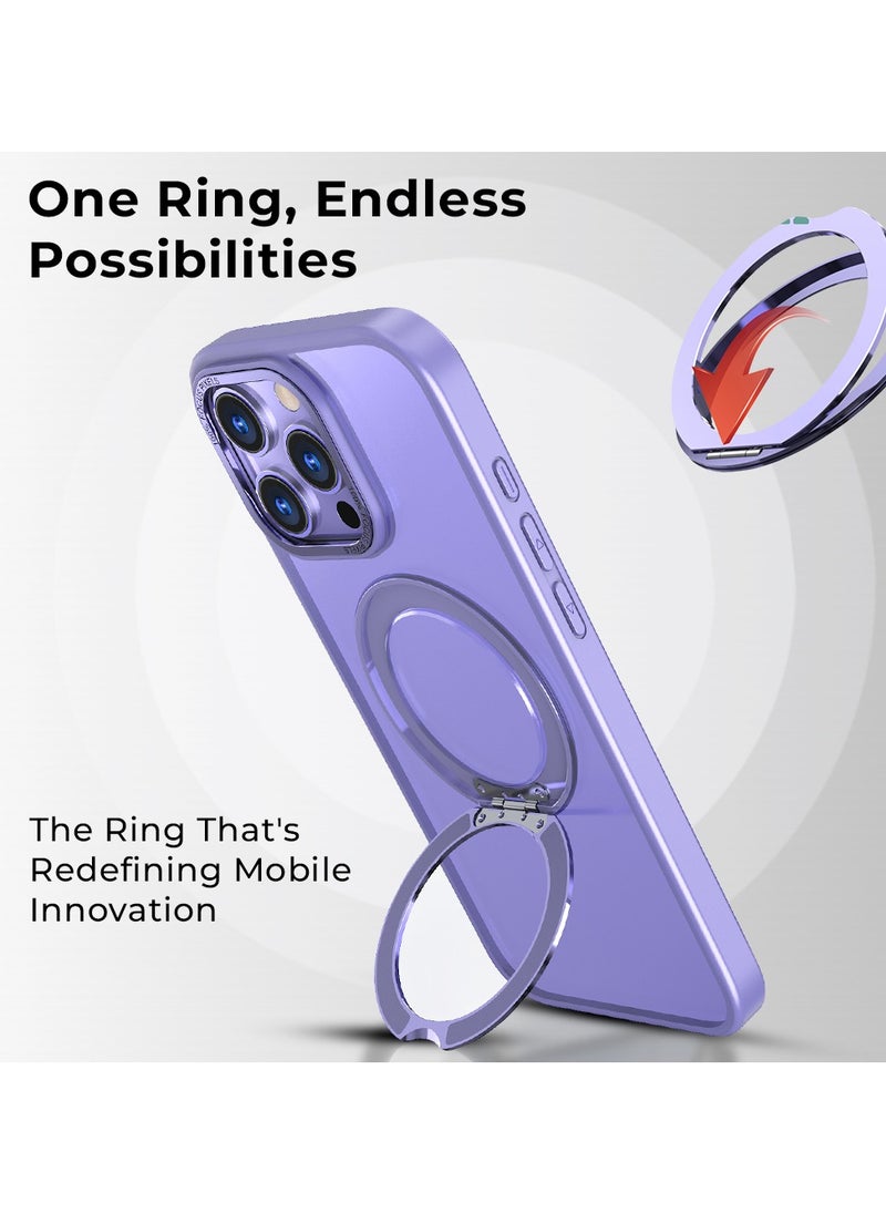 glassology iPhone 16 Pro 360° Rotate Ring Stand Foldable Ring, Strong Magnetic, Sturdy & Versatile Stand, Drop Protection, Magnetic Stand Cover Anti-Fingerprint Anti-Scratch Clear  - Image 3