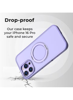 glassology iPhone 16 Pro 360° Rotate Ring Stand Foldable Ring, Strong Magnetic, Sturdy & Versatile Stand, Drop Protection, Magnetic Stand Cover Anti-Fingerprint Anti-Scratch Clear  - Image 2