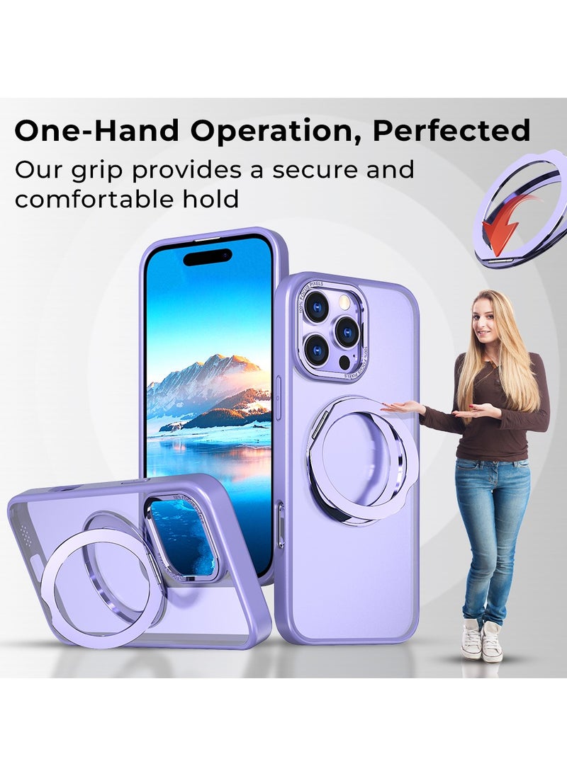 glassology iPhone 16 Pro 360° Rotate Ring Stand Foldable Ring, Strong Magnetic, Sturdy & Versatile Stand, Drop Protection, Magnetic Stand Cover Anti-Fingerprint Anti-Scratch Clear  - Image 4