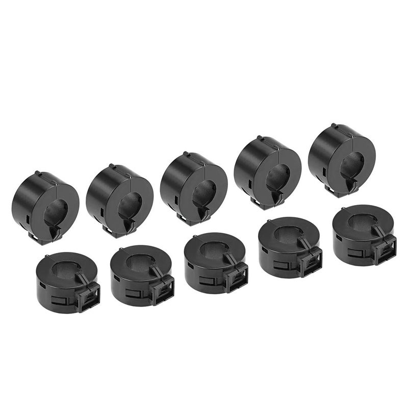 uxcell 15mm Ferrite Cores Ring Clip-On RFI EMI Noise Suppression Filter Cable Clip, Black 10pcs - Image 1