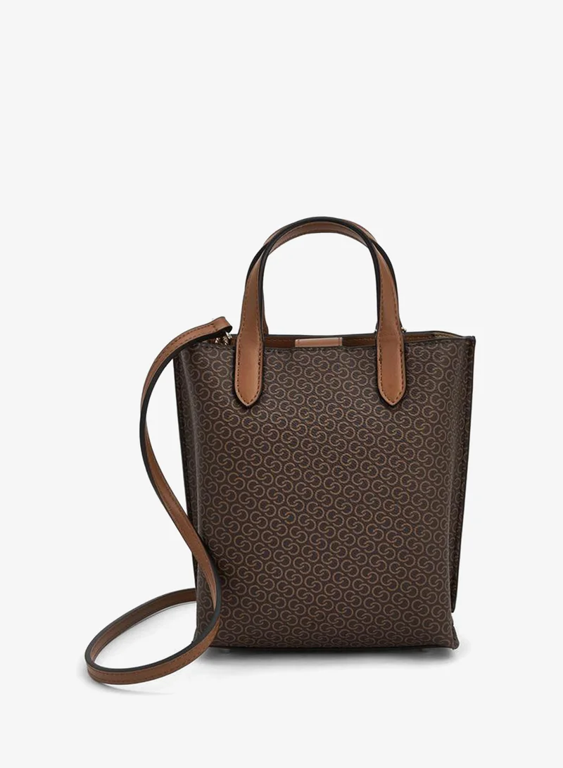 Celeste TAN Monogram Print Tote Bag with Double Handle for Women | Best Price UAE