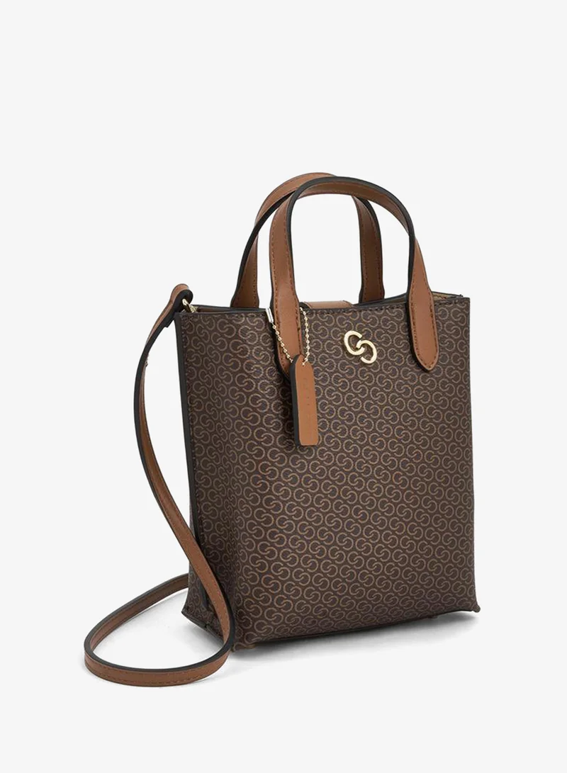 Celeste TAN Monogram Print Tote Bag with Double Handle for Women | Best Price UAE
