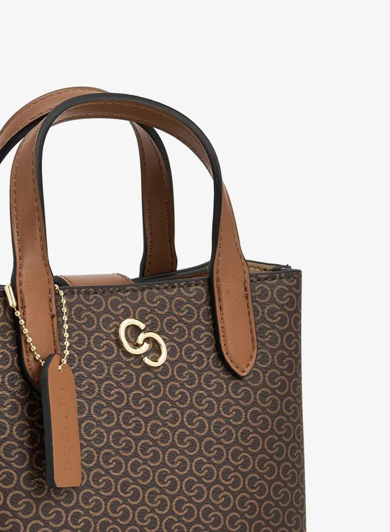 Celeste TAN Monogram Print Tote Bag with Double Handle for Women | Best Price UAE