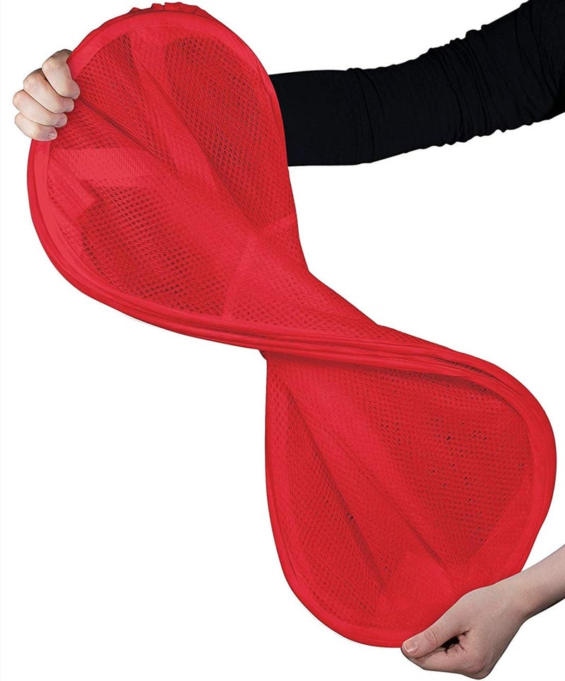 DurReus Portable Large Rectangle Laundry Basket with Carry Handles Big Heavy Duty Pop Up Nursery Clothes Hamper Folding Mesh Room Organizer Storage Red - Image 3