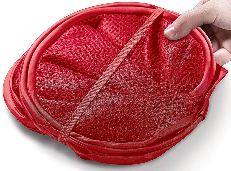 DurReus Portable Large Rectangle Laundry Basket with Carry Handles Big Heavy Duty Pop Up Nursery Clothes Hamper Folding Mesh Room Organizer Storage Red - Image 4
