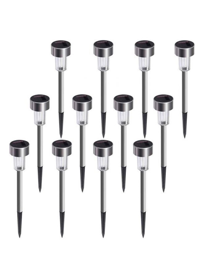 12 Pack Outdoor Solar Path Light Silver/Clear/Black ‎ 34.29 x 6.1 x 6.1cm - Image 1