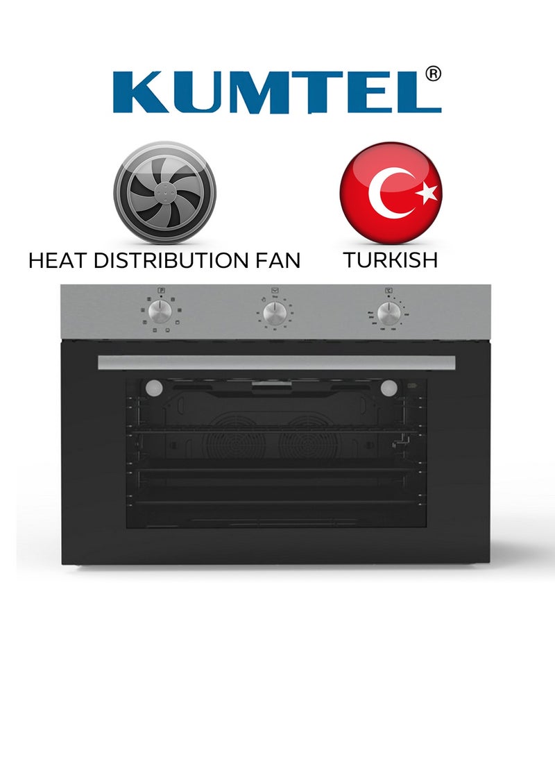 Kumtel Built-in Electric Oven - 90*60 cm - 105L - Made in Turkey - Stainless Steel & Black - A9-SF3(MT) - Image 1
