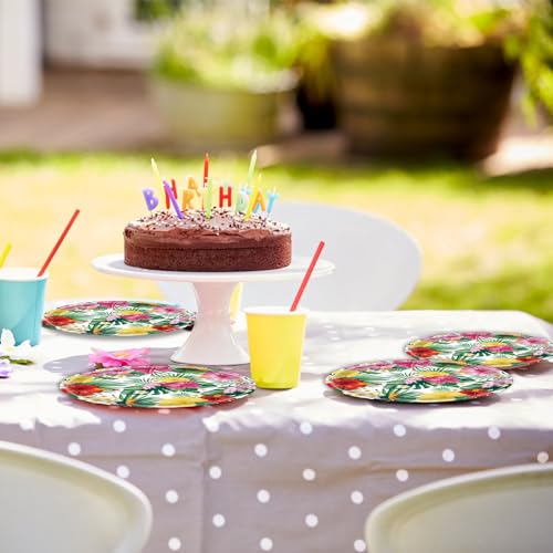 DURYGEN 40PCS Hawaiian Luau Party Decoration, Luau Decoration Aloha Tropical Palm Leaves Tableware Supplies Hawaii Disposable Plates, Napkins, Party Supplies for Birthday Summer Kid - Image 5