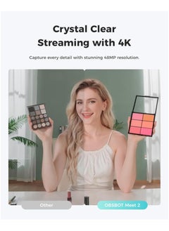 أوبسبوت كاميرا ويب  Meet بدقة 2-4K للكمبيوتر الشخصي، رمادية اللون، صغيرة الحجم، قوية في الأفق  - Image 2