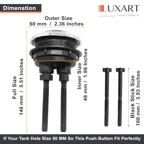 LUXART Replaceable 48mm Round Dual Flush Push Button - Toilet Water Tank Flushing Button| Round Button for Lid Cover of Toilet Water TankLid Hole Should be at Least 48 mm to 58 mm - Image 3