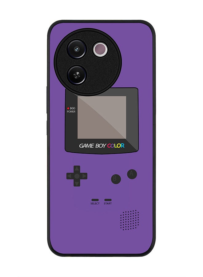 Stylizedd Rugged Black edge case for Vivo V30e, Slim fit Soft Case Flexible Rubber Edges Anti Drop TPU Gel Thin Cover -  Gameboy Color - Purple - Image 1