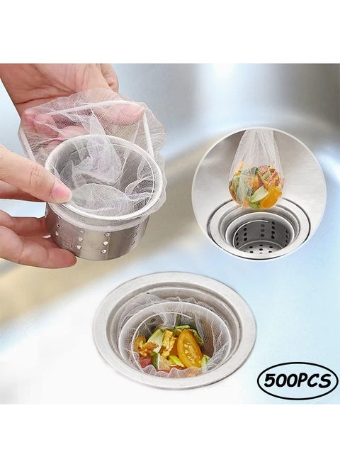 500Pcs Sink Strainer Mesh Bags, Disposable Mesh Bags for Kitche, Efficient Anti-Clogging 1mm Holes, Sink Food Catcher Drain Screen Filter, Sink Filter Net for Collecting Kitchen Food Waste Garbage