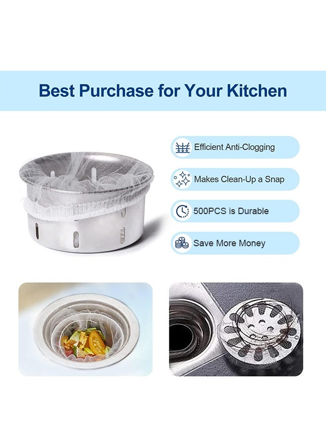 Generic - 500Pcs Sink Strainer Mesh Bags, Disposable Mesh Bags for Kitche, Efficient Anti-Clogging 1mm Holes, Sink Food Catcher Drain Screen Filter, Sink Filter Net for Collecting Kitchen Food Waste Garbage - Image 1