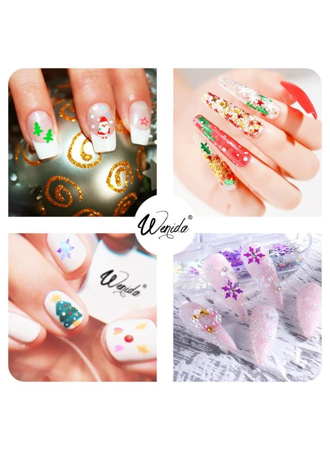 Wenida Glitter Wenida 9 Bottle Christmas Holographic Iridescent Chameleon Laser Festival Sequins Snowflakes Tree Craft Chunky Glitter for Arts Face Hair Body Nail - Image 3