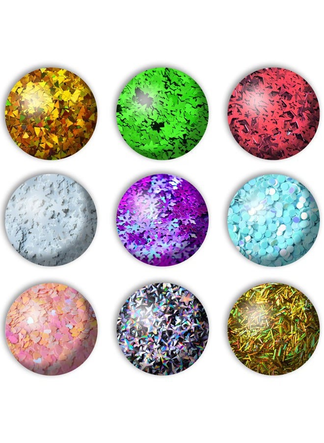 Wenida Glitter Wenida 9 Bottle Christmas Holographic Iridescent Chameleon Laser Festival Sequins Snowflakes Tree Craft Chunky Glitter for Arts Face Hair Body Nail - Image 5