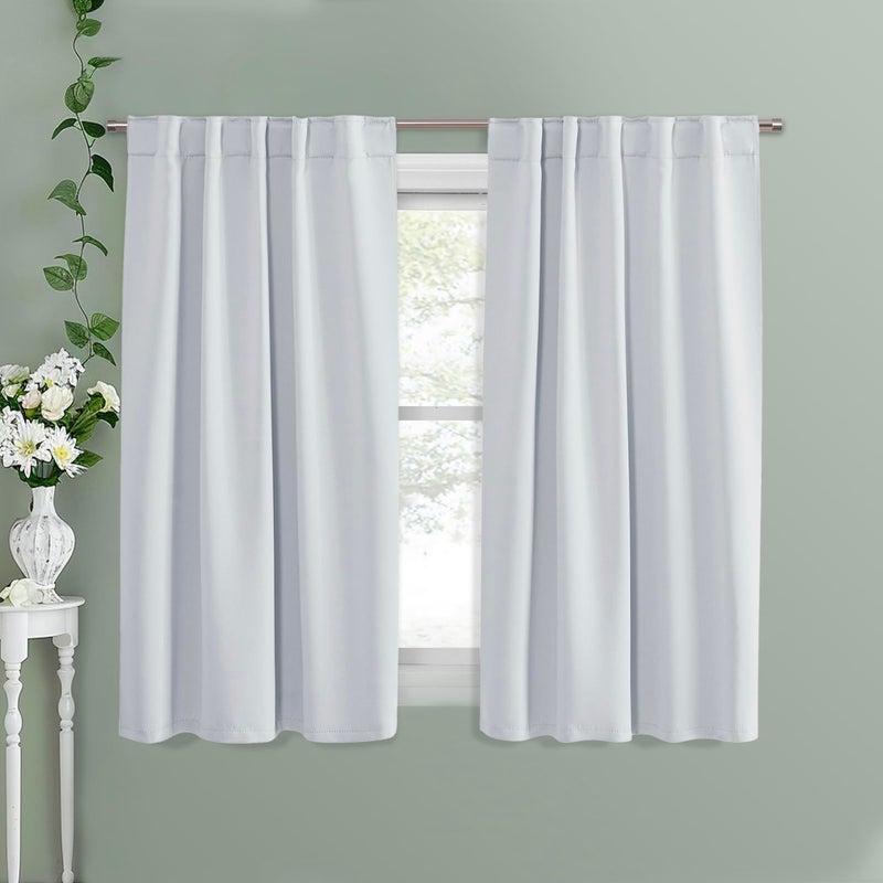 PONY DANCE Grayish White Curtains  Room Darkening Window Drapes for KitchenBedroom with Back TabRod Pocket Top Home Decoration 42 Inches Wide by 54 Inches Long 2 PCs