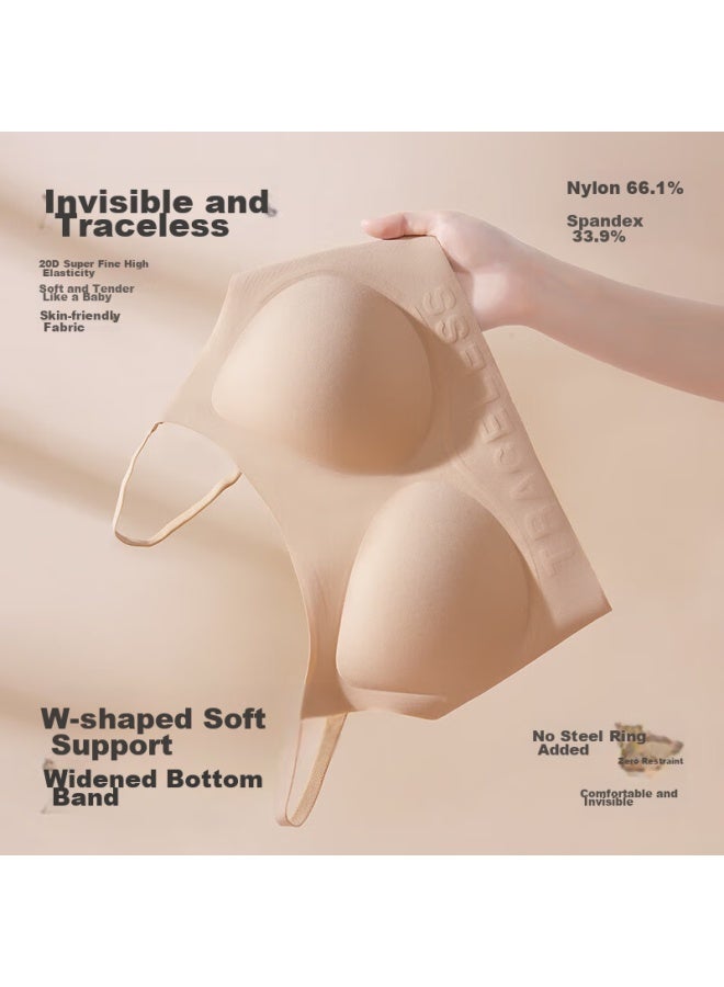 MIIOW Miiow Invisible Seamless Foundation Bra, Soft Support, Skin Color, Invisible, Comfortable, Wireless, Nude Feel Brassiere - Image 1