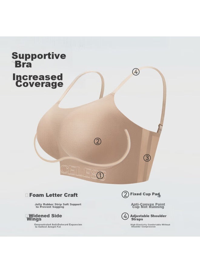 MIIOW Miiow Invisible Seamless Foundation Bra, Soft Support, Skin Color, Invisible, Comfortable, Wireless, Nude Feel Brassiere - Image 3