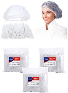 Gesalife Disposable Shower Caps Non Woven Mob Hair Net 19 Inch White Pack of 300 Pcs  - Image 1