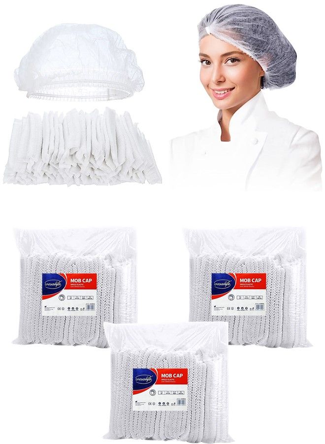 Gesalife Disposable Shower Caps Non Woven Mob Hair Net 19 Inch White Pack of 300 Pcs - Image 1