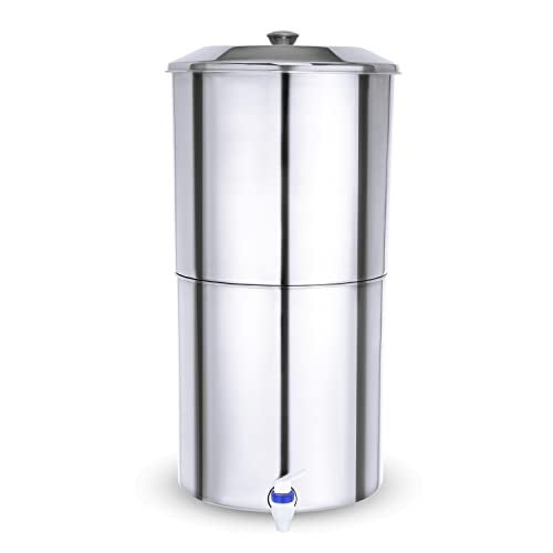 Pristine Stainless Steel Water Filter with 3 Ceramic Candles | Purifier with Storage (Capacity-26Liters, Silver) Gravity - Image 1