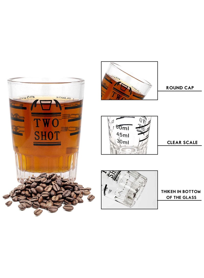 MIBRU Coffee Glass Espresso Measuring Cup Scale Clear Two Shot 60ML  - Image 4