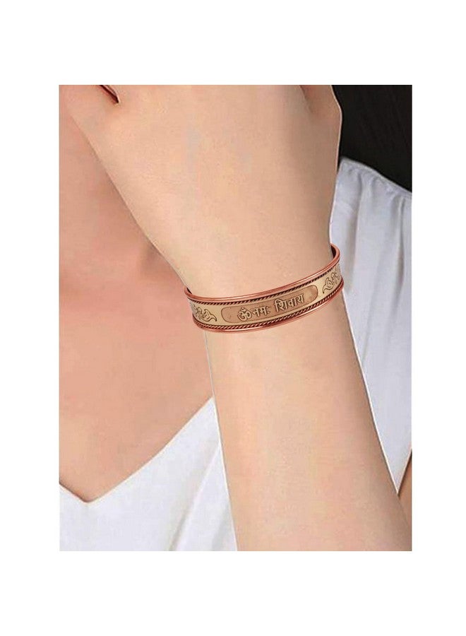 Touchstone - Om Namah Shiva - Hindu holy -Copper magnetic bracelet Tibetan style. Hand forged with solid and high gauge pure copper. - Image 2