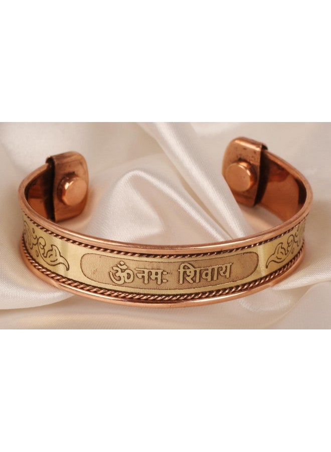 Touchstone - Om Namah Shiva - Hindu holy -Copper magnetic bracelet Tibetan style. Hand forged with solid and high gauge pure copper. - Image 4