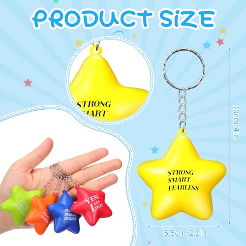 Zomiboo 40 Pcs Motivational Stress Balls Bulk Keychain Foam Star with Relief Quotes Employee Appreciation Gift for Relieve Anger - Image 5