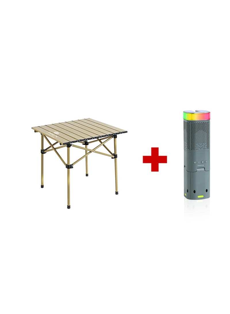 توبيز طاولة تخييم ألمنيوم قابلة للطي بنظام بوب-أب خفيفة من Toby’s مع فانوس LED تلسكوبي قابل للشحن – محمولة، متينة، إضاءة RGB/SOS مقاومة للماء للنزهات والشاطئ والتخييم - Image 1