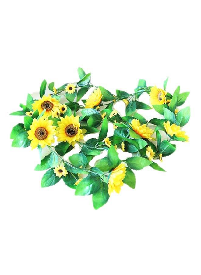 NIBEMINENT Decorative Artificial Sunflower And Leaf Vine Yellow/Green/Brown 2.3meter  - Image 1
