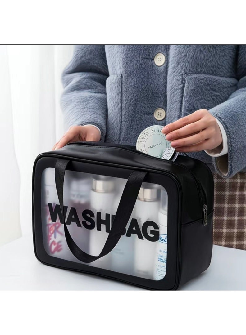 Wash Bag | Separate Wet/Dry Compartments | Clear Toiletry Organizer Pouch for Cosmetics, Shower, & Gym - Image 1
