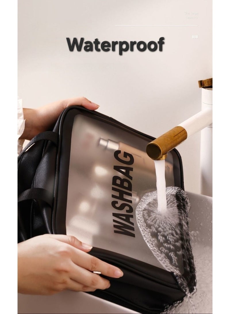 Wash Bag | Separate Wet/Dry Compartments | Clear Toiletry Organizer Pouch for Cosmetics, Shower, & Gym - Image 4