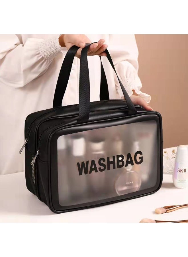 Wash Bag | Separate Wet/Dry Compartments | Clear Toiletry Organizer Pouch for Cosmetics, Shower, & Gym - Image 5