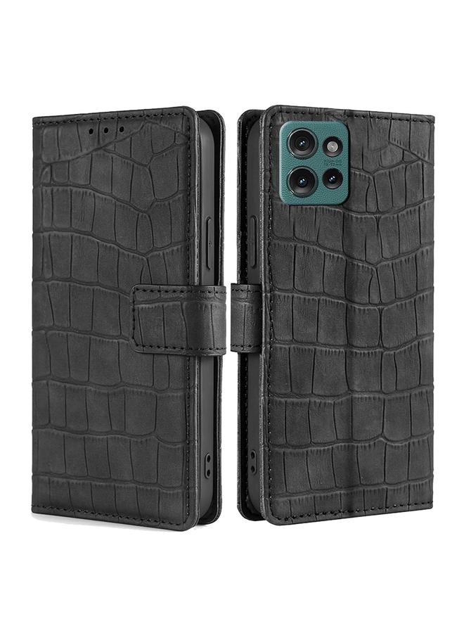 اس-توب جراب لهاتف Motorola Edge 50 5G مصنوع من الجلد بمشبك مغناطيسي من جلد التمساح - Image 1