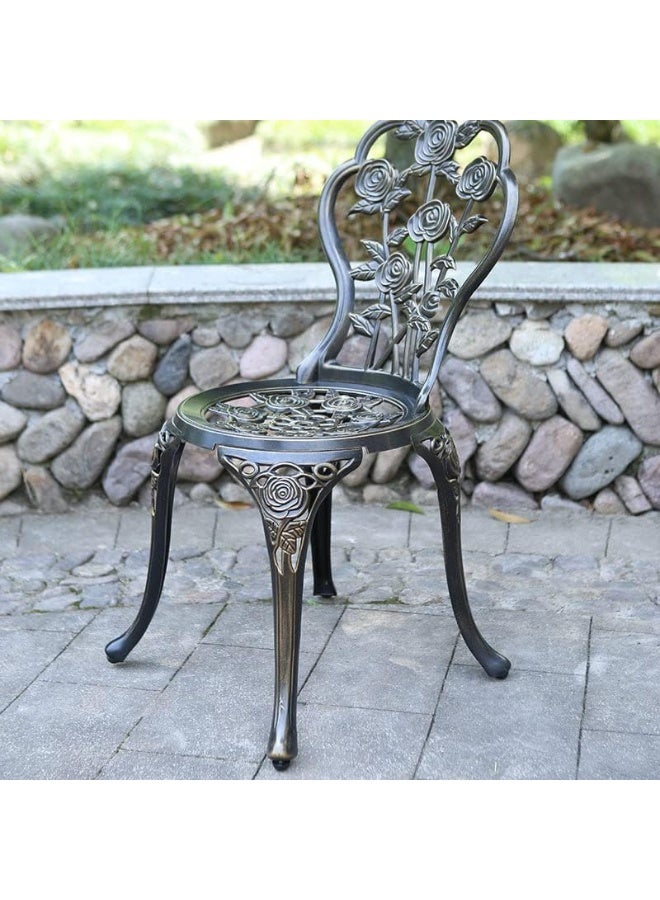 YULAN Yulan Outdoor 4-Piece Tables and Chairs, 1 Table, 2 Round Chairs and 1 Bench, Metal cast Aluminum, Bistro 0272 Suit, Garden Bench, Rose Pattern  - Image 4