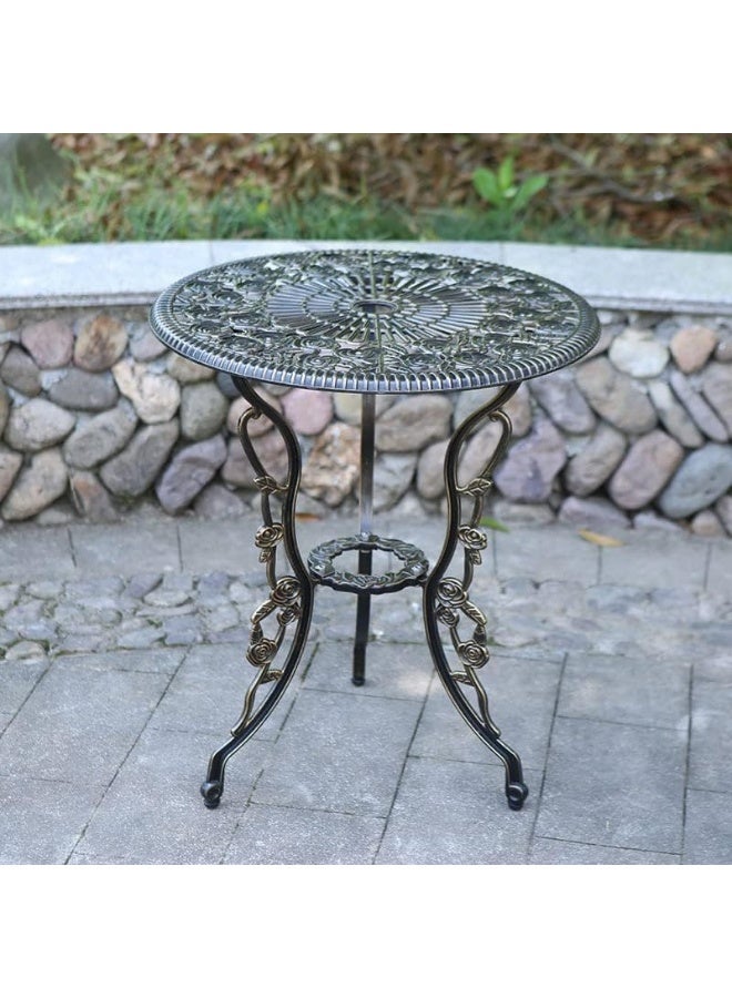 YULAN Yulan Outdoor 4-Piece Tables and Chairs, 1 Table, 2 Round Chairs and 1 Bench, Metal cast Aluminum, Bistro 0272 Suit, Garden Bench, Rose Pattern  - Image 5