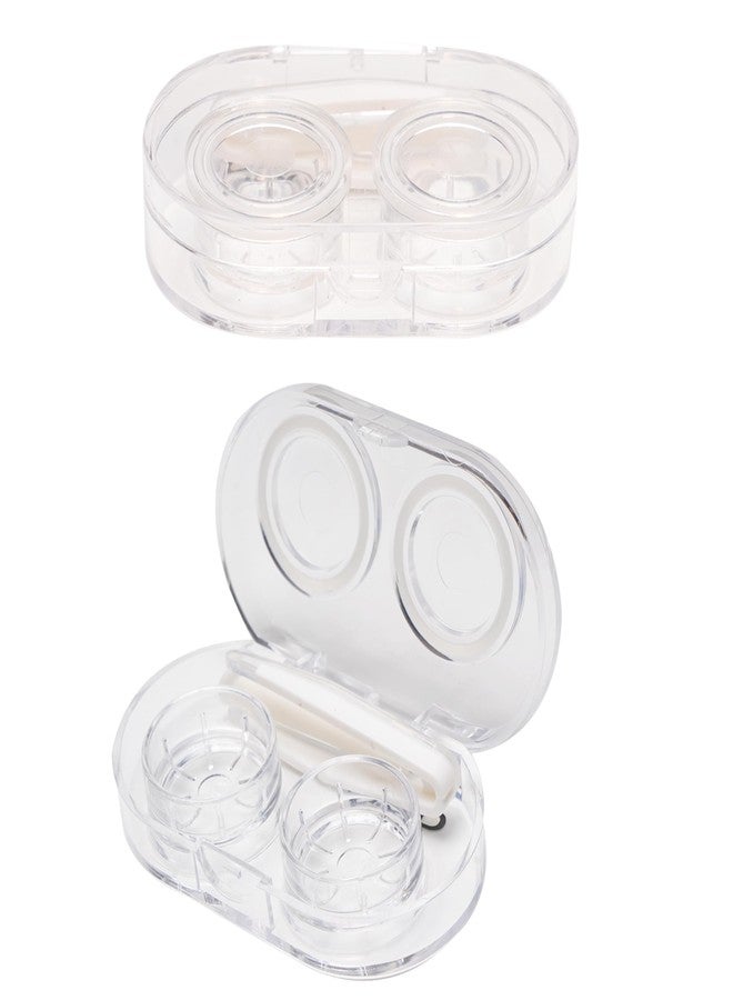 VIVID Portable Mini Contact Lens Case Travel Kit with Tweezers & Remover Tool – Cute Design Eye Box Holder for Storage, Daily & Outdoor Use LC-3053-White - Image 1