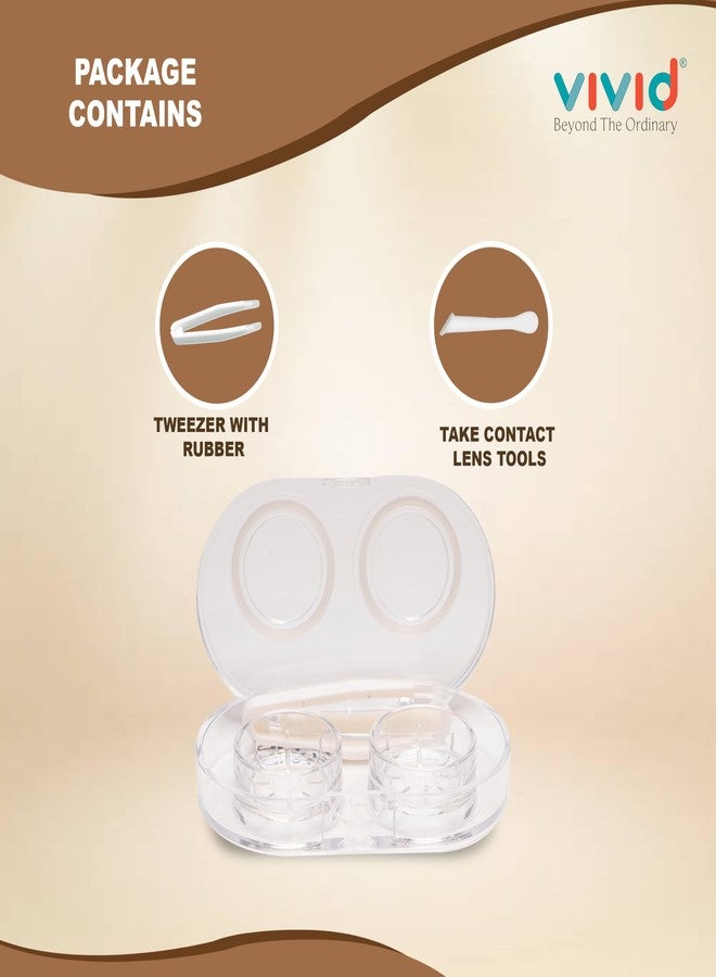 VIVID Portable Mini Contact Lens Case Travel Kit with Tweezers & Remover Tool – Cute Design Eye Box Holder for Storage, Daily & Outdoor Use LC-3053-White - Image 4