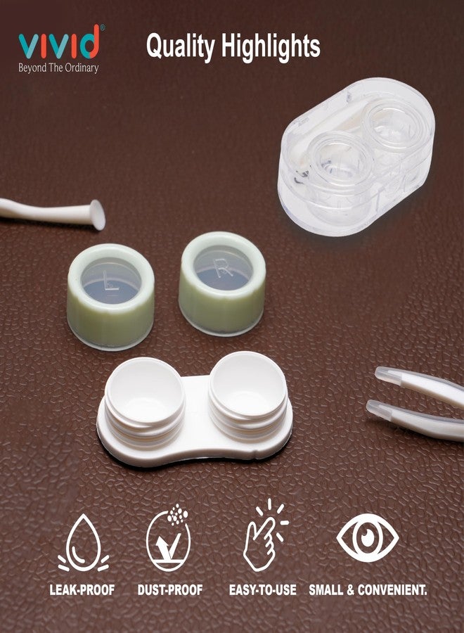 VIVID Portable Mini Contact Lens Case Travel Kit with Tweezers & Remover Tool – Cute Design Eye Box Holder for Storage, Daily & Outdoor Use LC-3053-White - Image 3